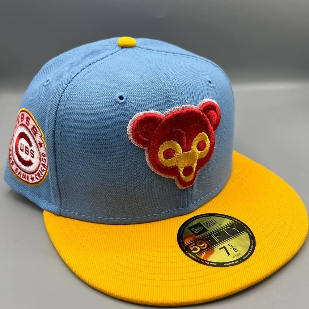 Chicago Cubs Hat Men 7 5/8 Blue Pink 59Fifty New Era Fitted Cap